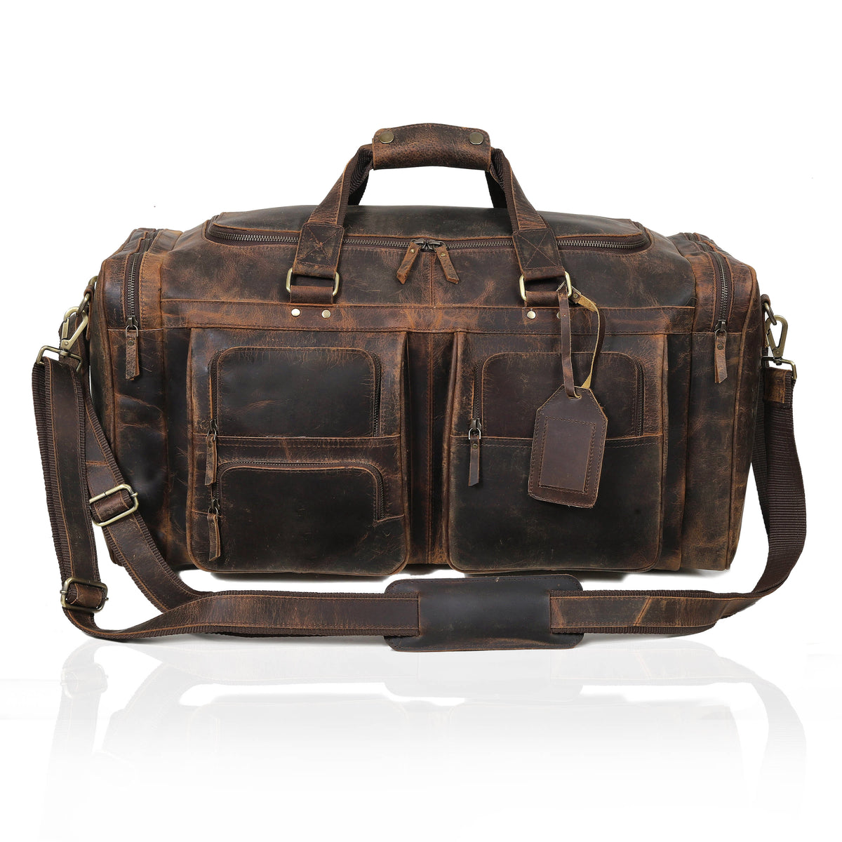 BUFFALO LEATHER DUFFEL WEEKENDER BAG - denverleathercraft