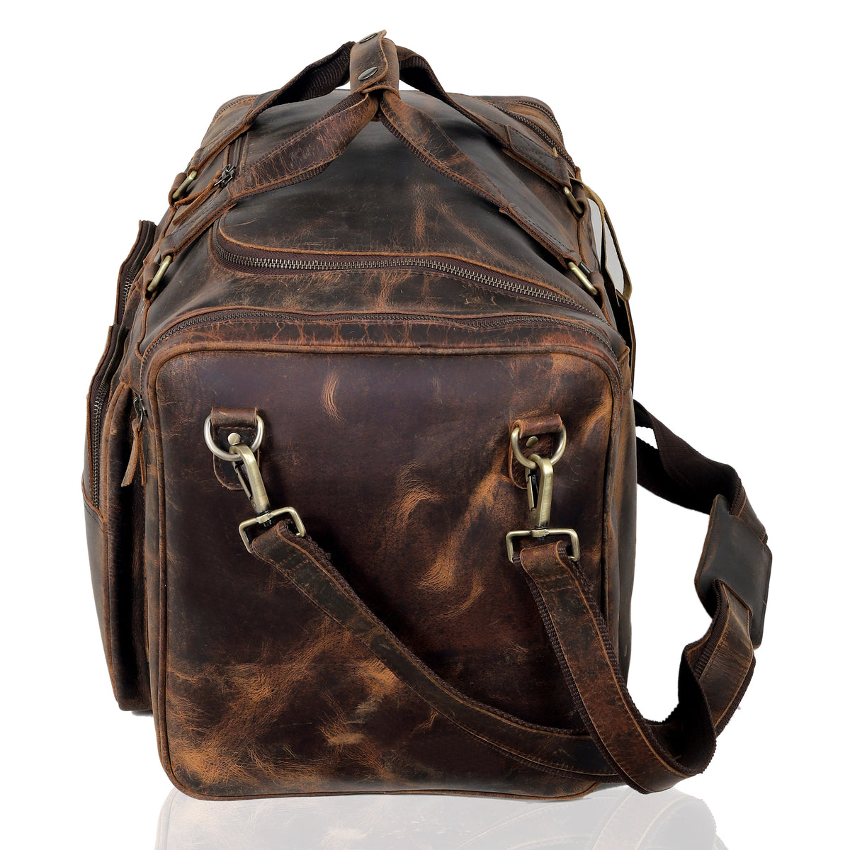 BUFFALO LEATHER DUFFEL WEEKENDER BAG - denverleathercraft