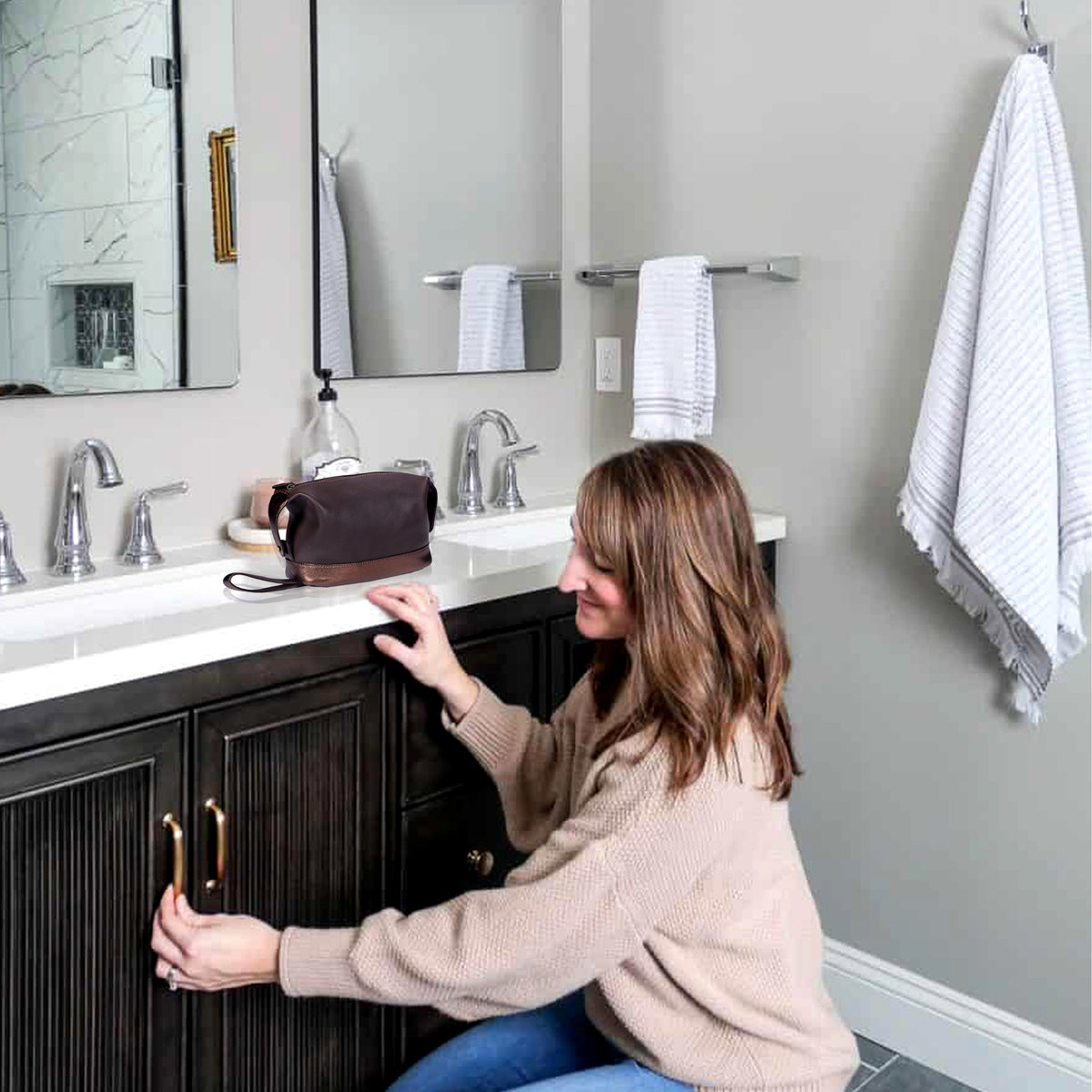 LUXE DUTCH LEATHER UNISEX DUFFEL BAG & TOILETRY BAG COMBO