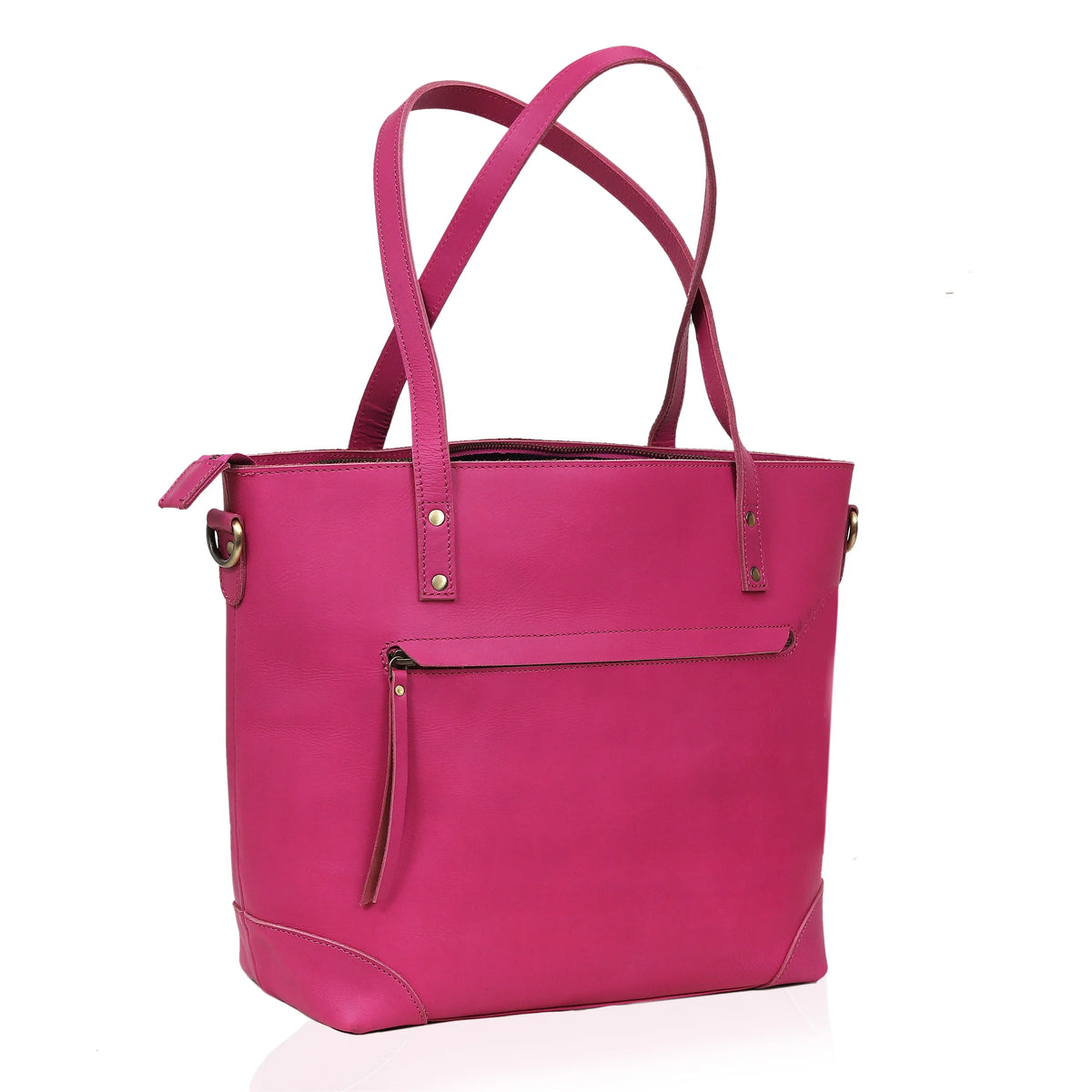 PORTLAND BUFFALO LEATHER TOTE BAG-PINK - denverleathercraft