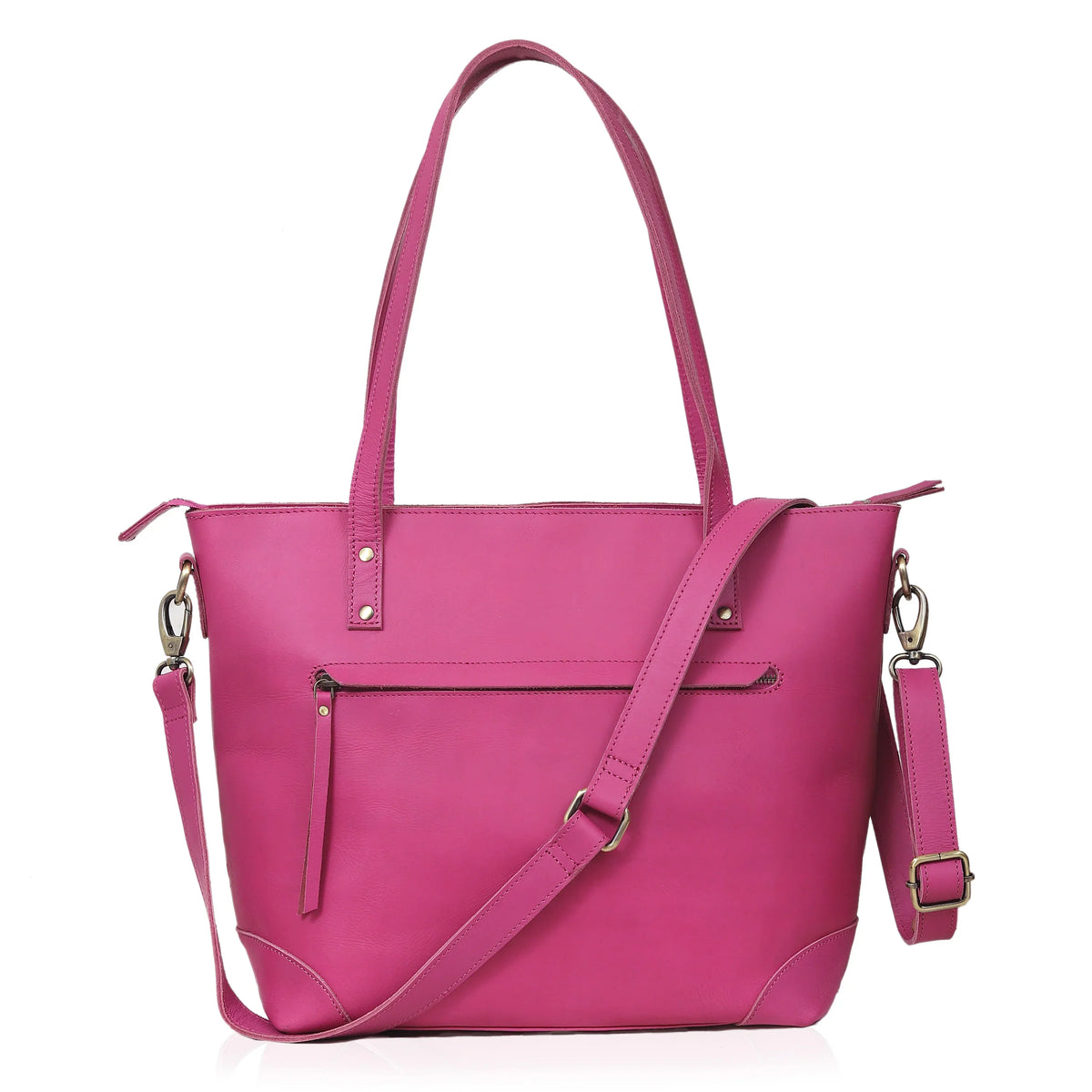 PORTLAND BUFFALO LEATHER TOTE BAG-PINK - denverleathercraft