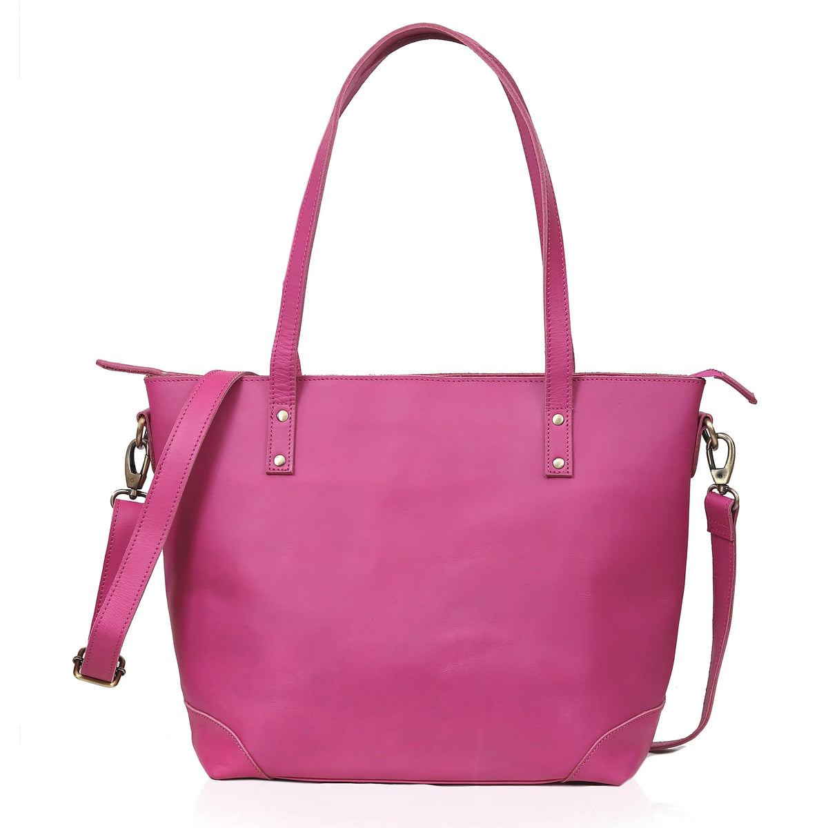 PORTLAND BUFFALO LEATHER TOTE BAG-PINK - denverleathercraft