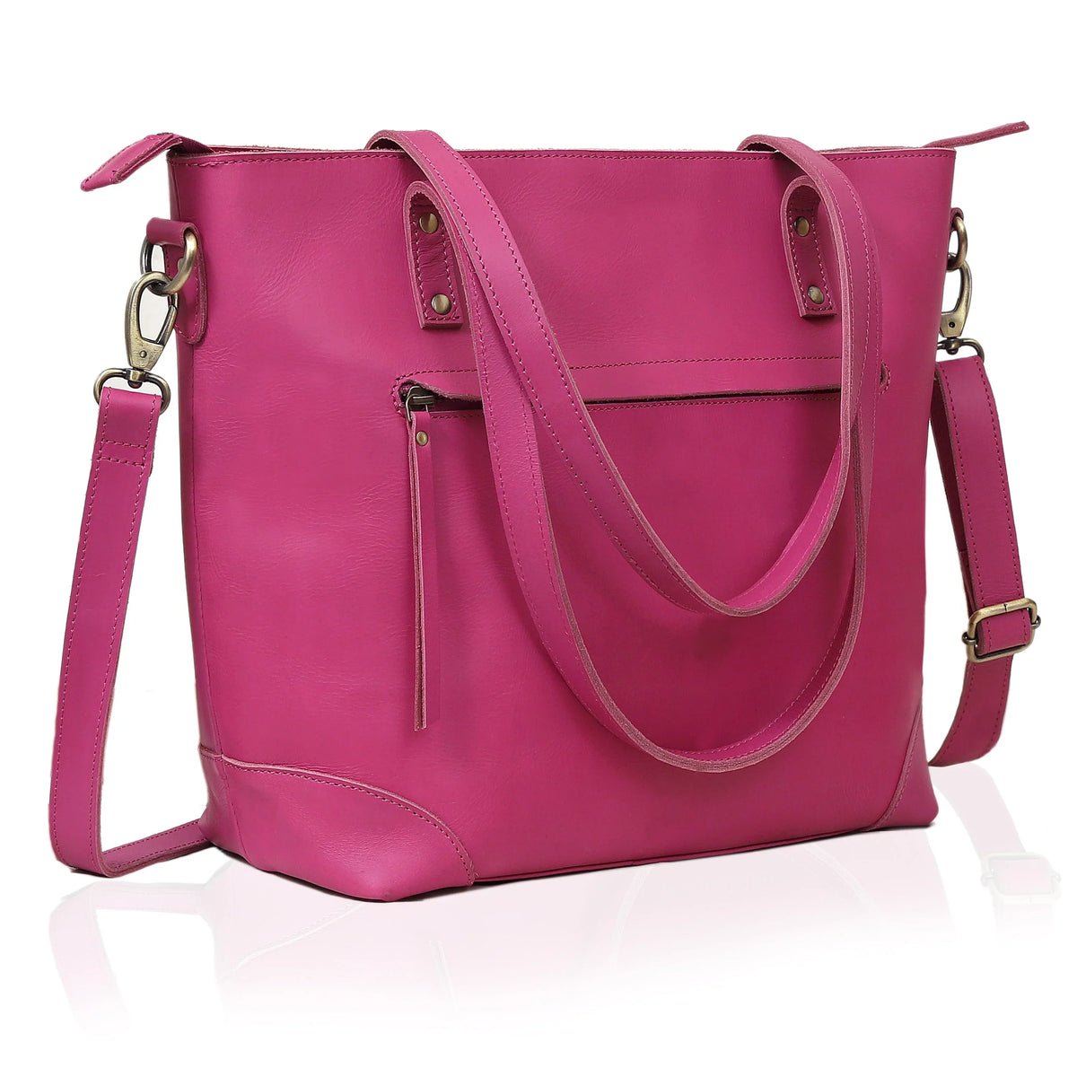 PORTLAND BUFFALO LEATHER TOTE BAG-PINK - denverleathercraft