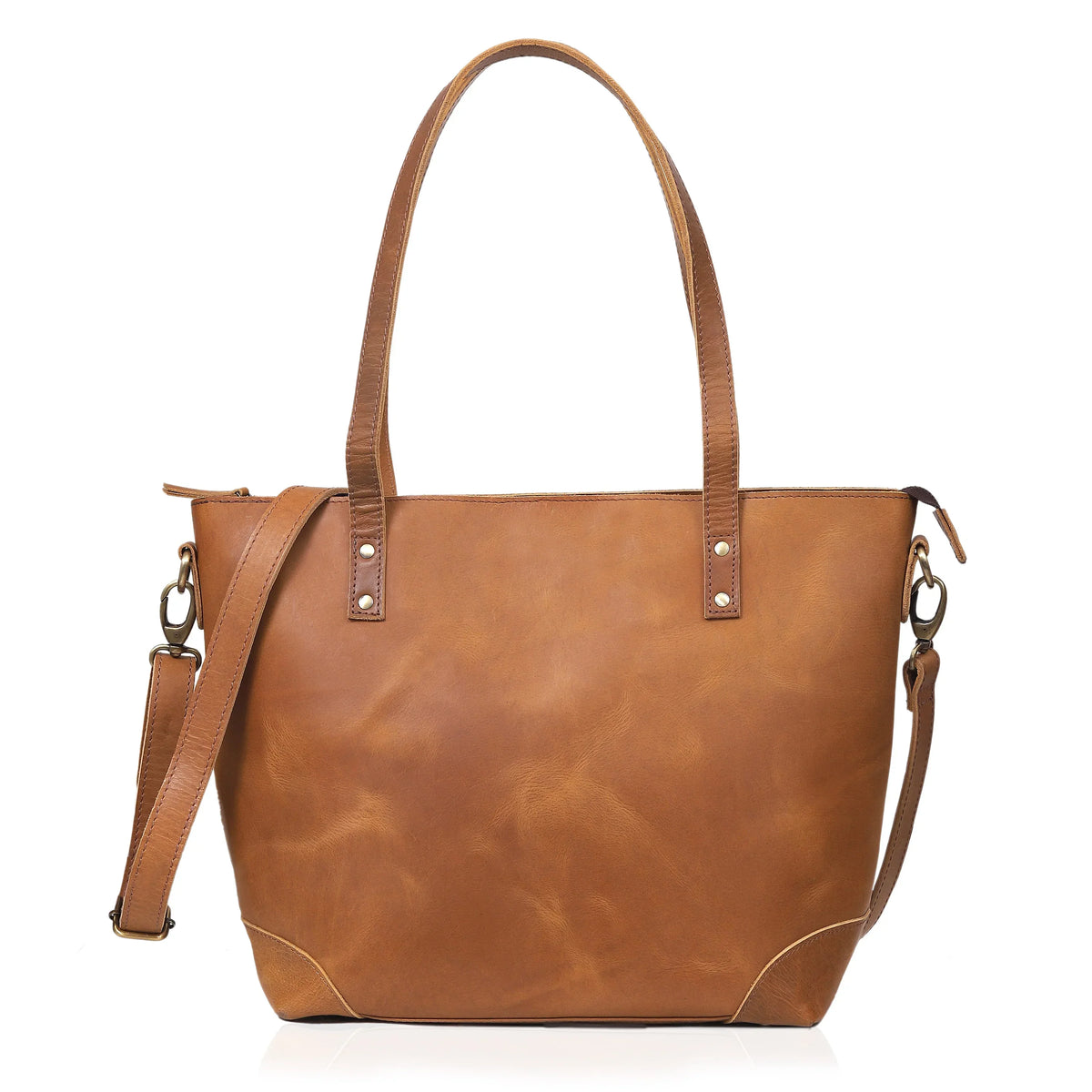 PORTLAND BUFFALO LEATHER TOTE BAG-TAN - denverleathercraft