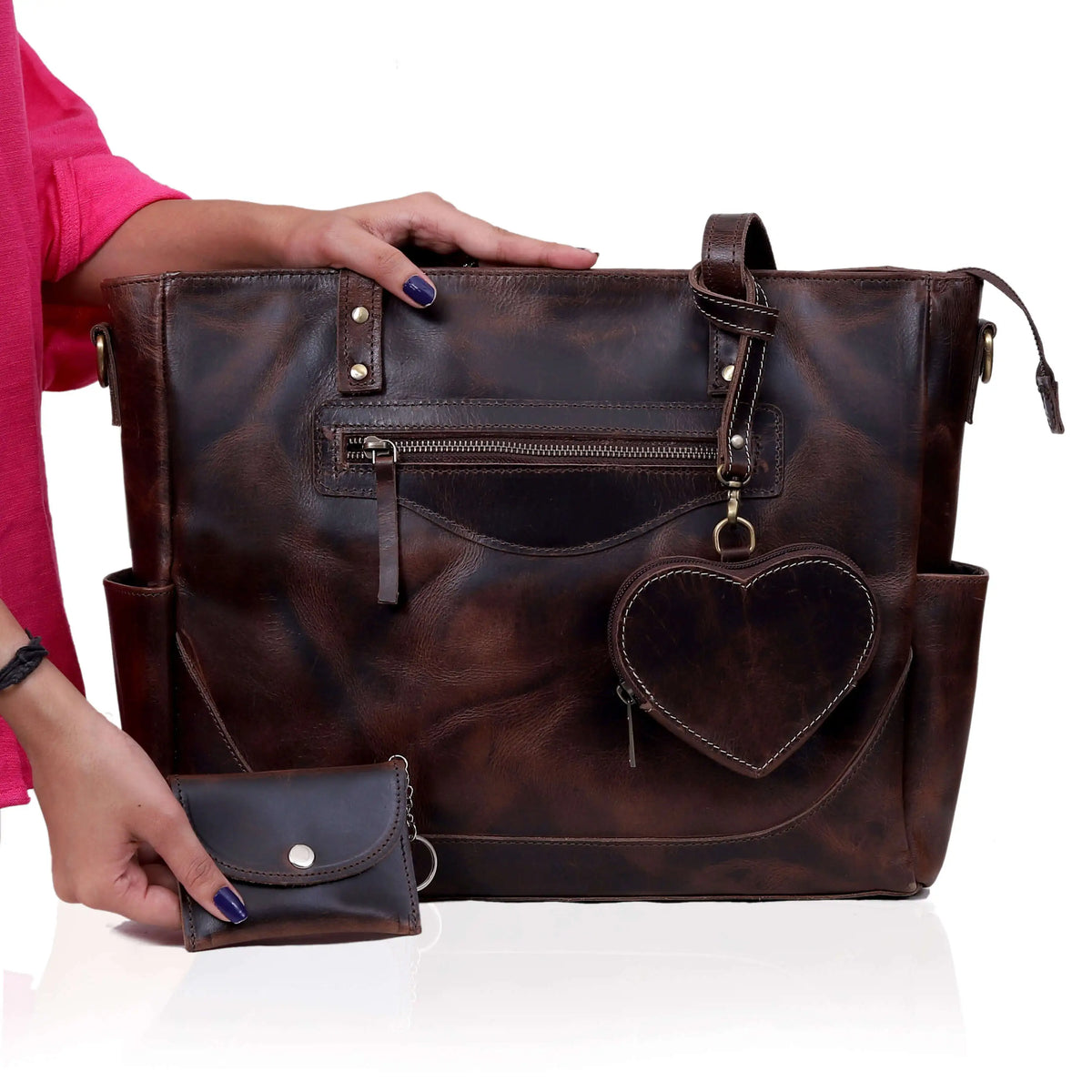 MARILYN BUFFALO LEATHER LAPTOP TOTE BAG - denverleathercraft