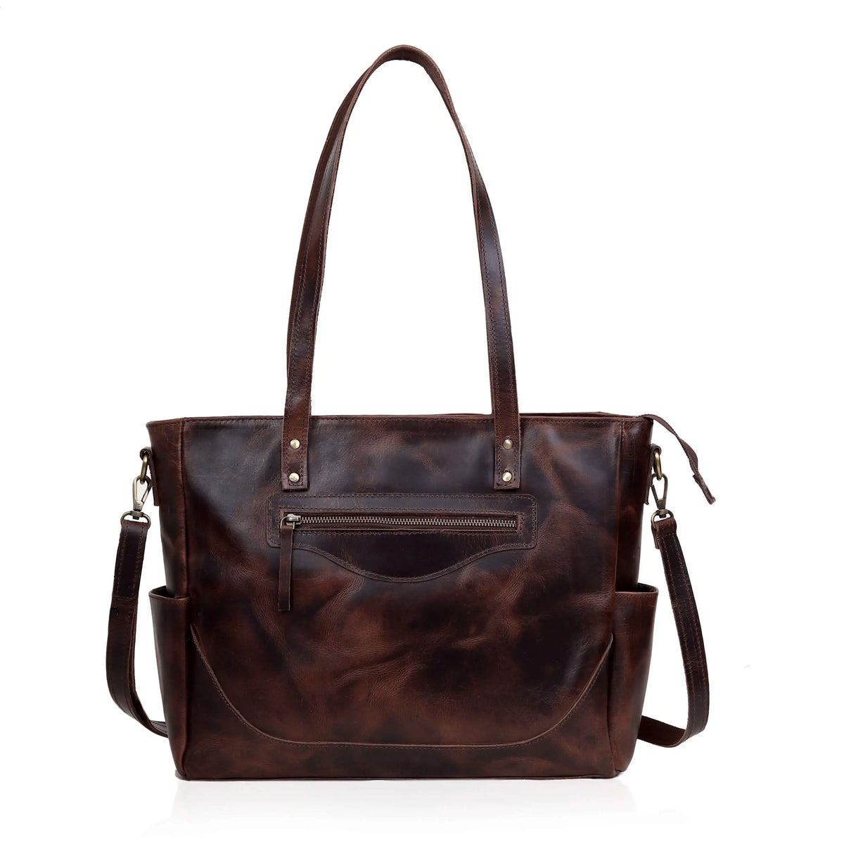 MARILYN BUFFALO LEATHER LAPTOP TOTE BAG - denverleathercraft