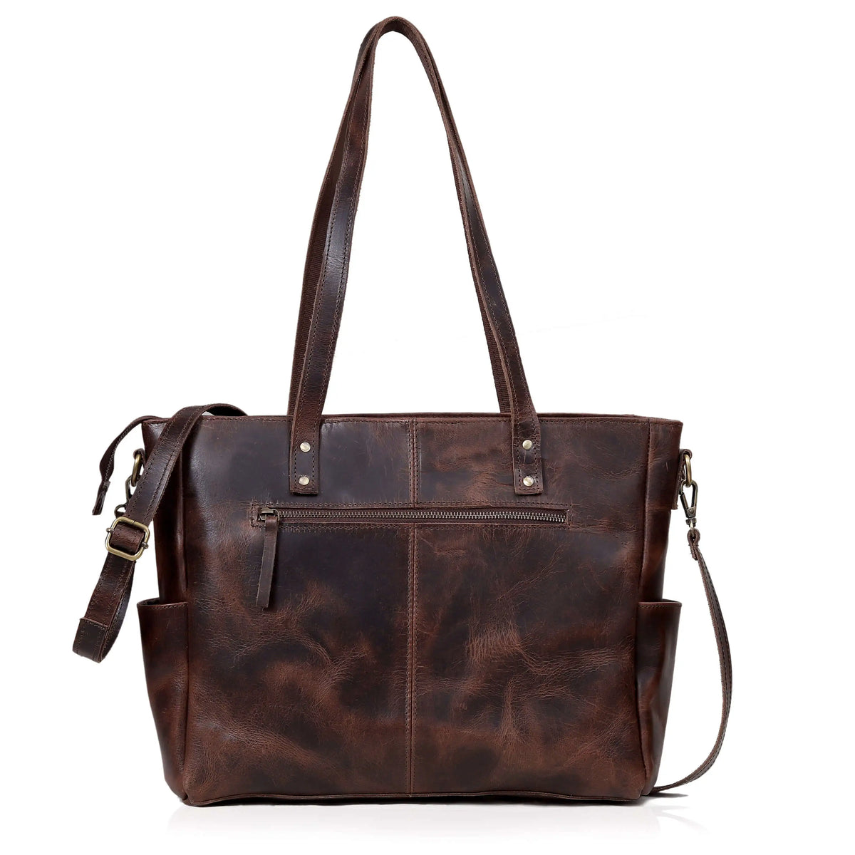 MARILYN BUFFALO LEATHER LAPTOP TOTE BAG - denverleathercraft