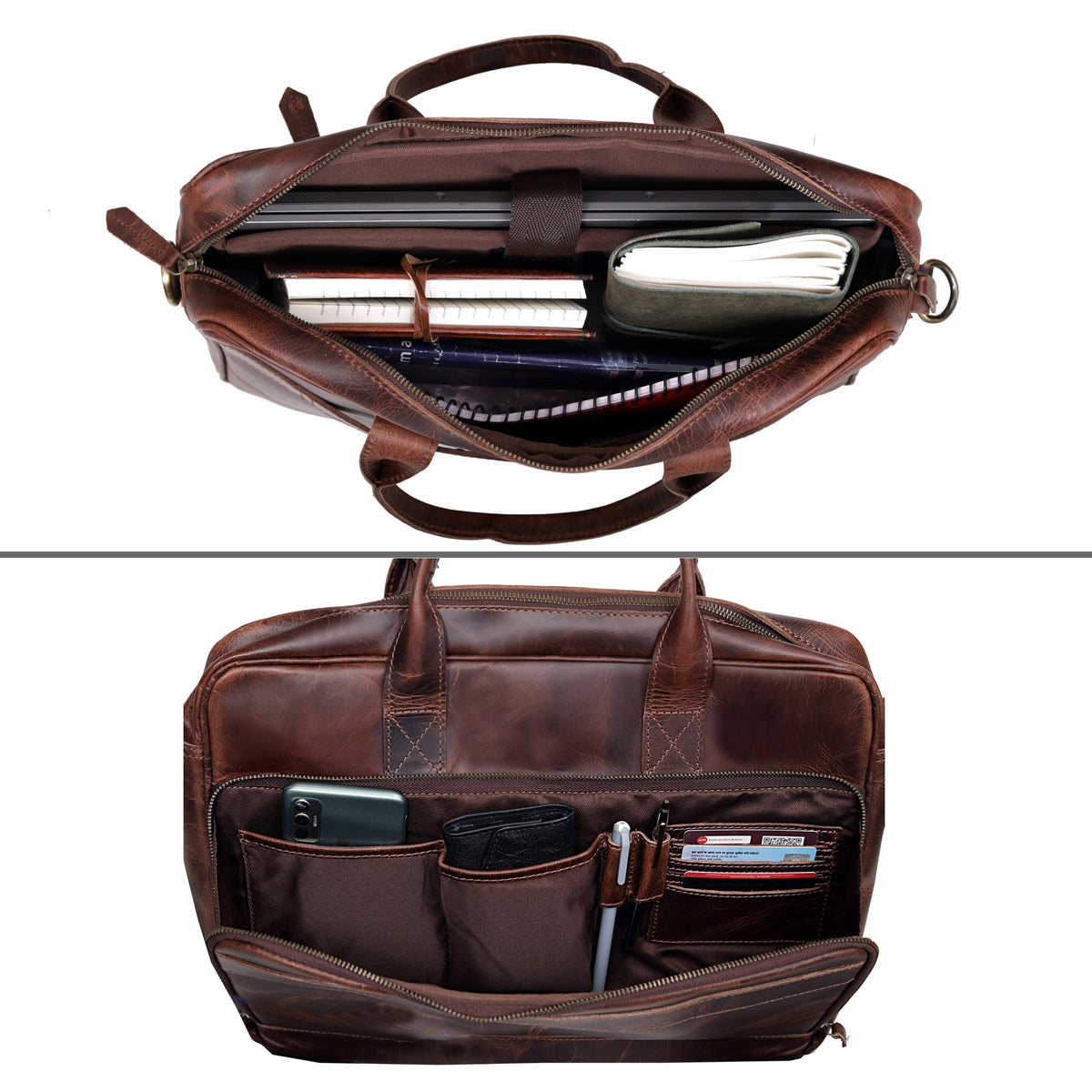 VIRGINIA LEATHER BRIEFCASE BAG - denverleathercraft