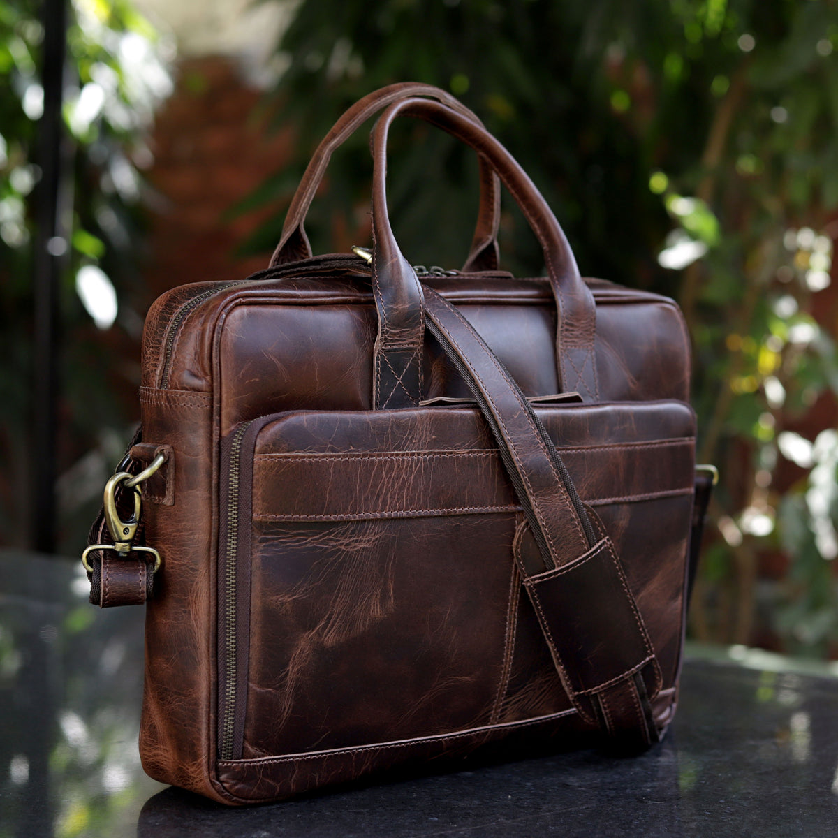 VIRGINIA LEATHER BRIEFCASE BAG - denverleathercraft