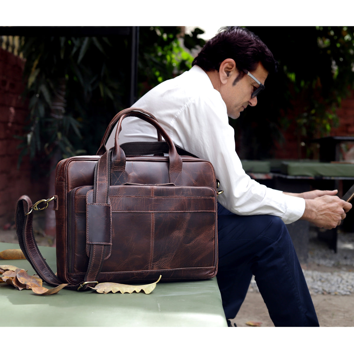 VIRGINIA LEATHER BRIEFCASE BAG - denverleathercraft