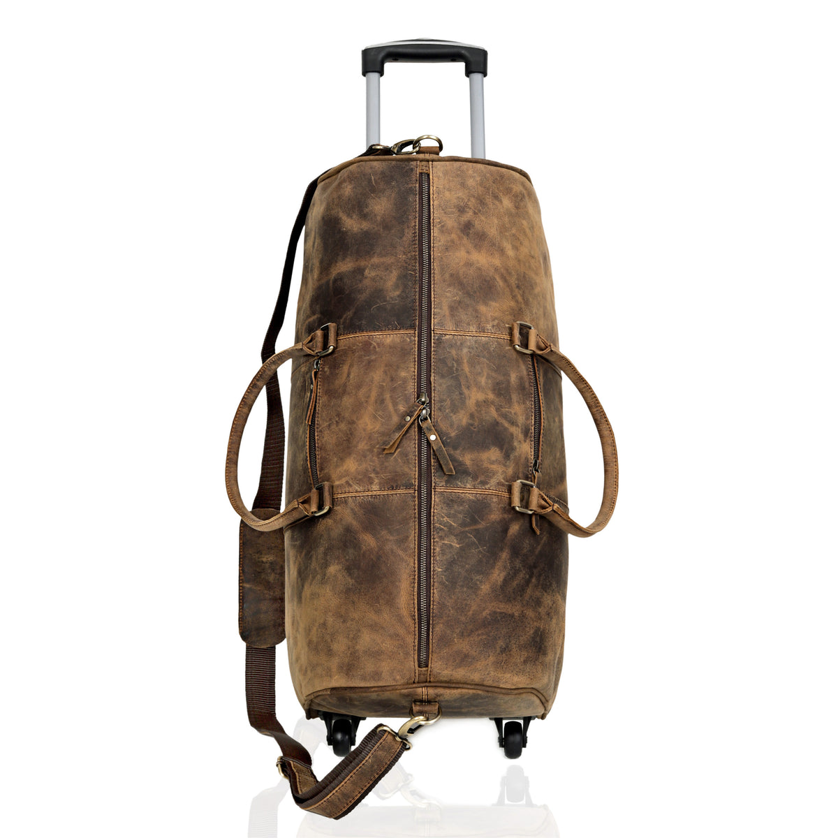 PENNSYLVANIA LEATHER TROLLEY DUFFEL BAG - denverleathercraft