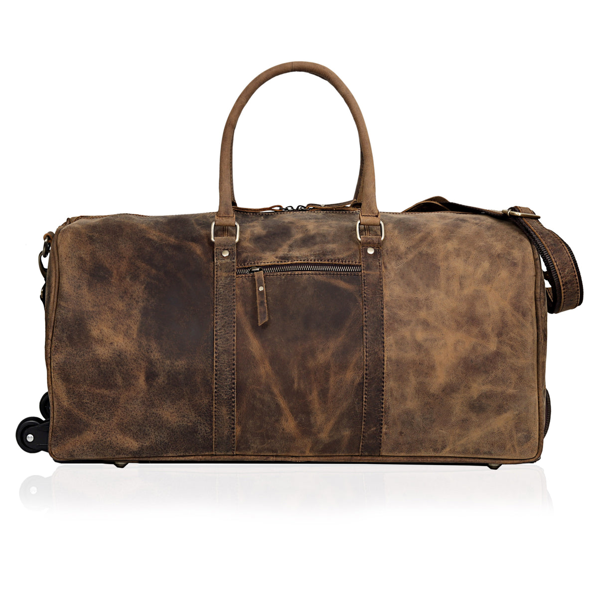 PENNSYLVANIA LEATHER TROLLEY DUFFEL BAG - denverleathercraft