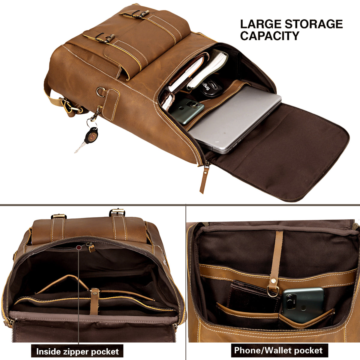THORNE BUFFALO LEATHER BACKPACK - denverleathercraft
