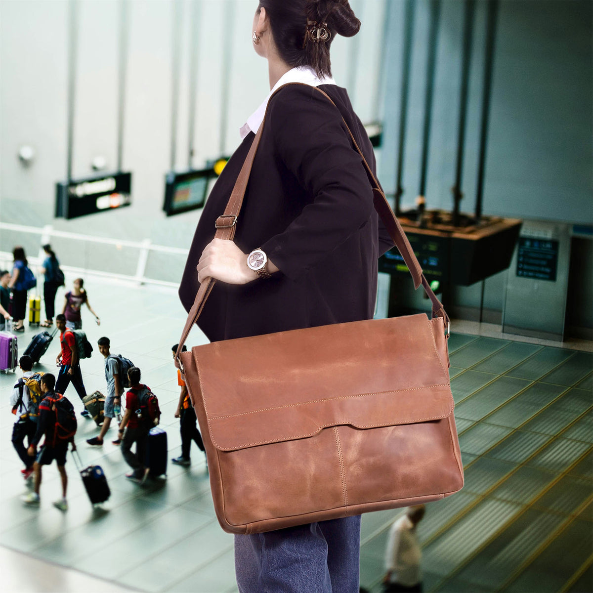 Javis Leather Messenger Bag - denverleathercraft
