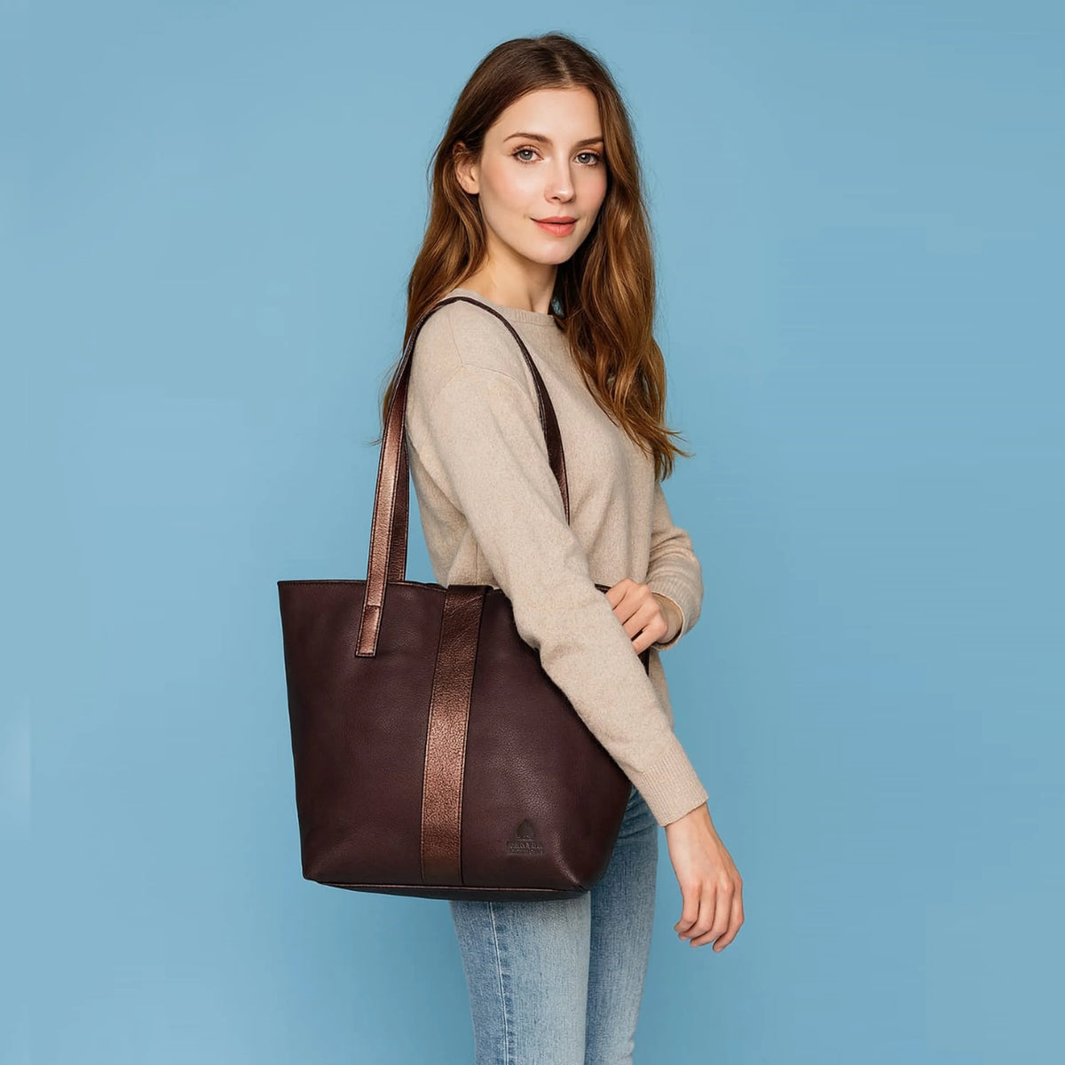 YUKON LEATHER TOTE BAG - CHOCO BROWN