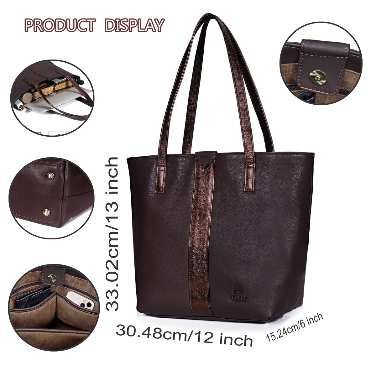 YUKON LEATHER TOTE BAG - CHOCO BROWN