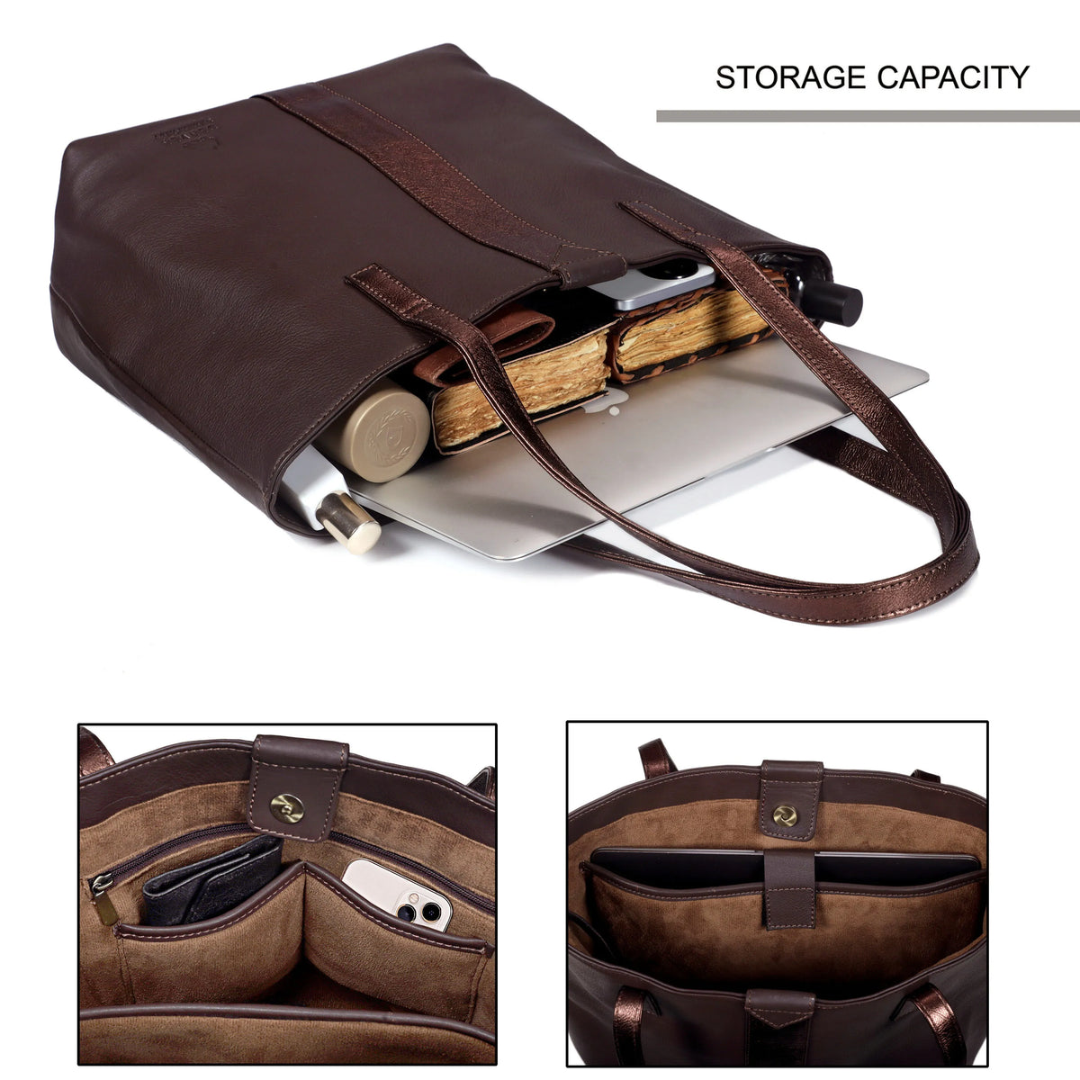 YUKON LEATHER TOTE BAG - CHOCO BROWN