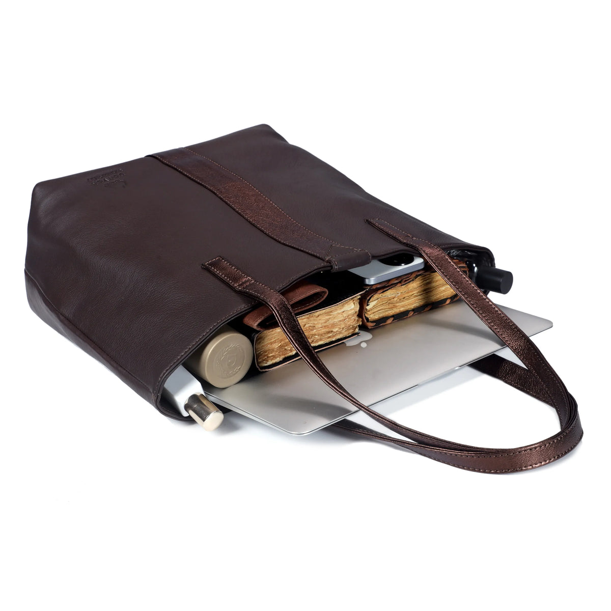 YUKON LEATHER TOTE BAG - CHOCO BROWN