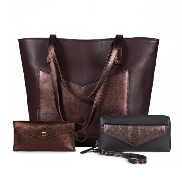 JULIET LEATHER TOTE BAG - CHOCO BROWN