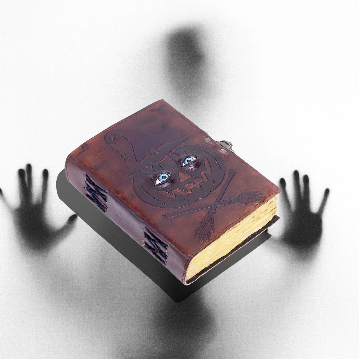 Buch der Zaubersprüche Lederjournal Büttenrandpapier Grimoire Gedrucktes Journal