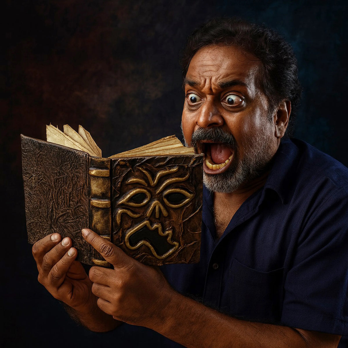 Spooky Leather Spellbook – The Cursed Face Edition