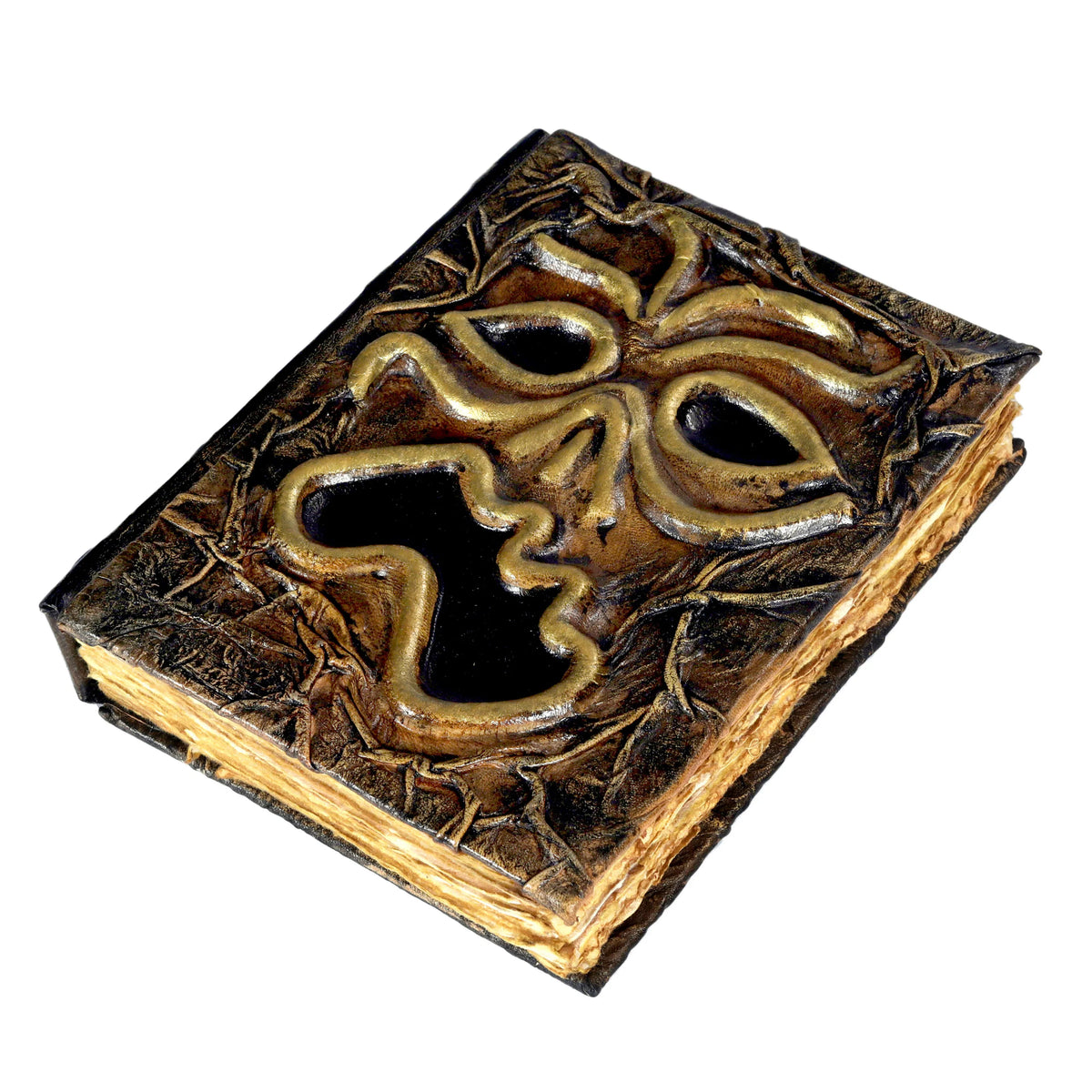 Spooky Leather Spellbook – The Cursed Face Edition