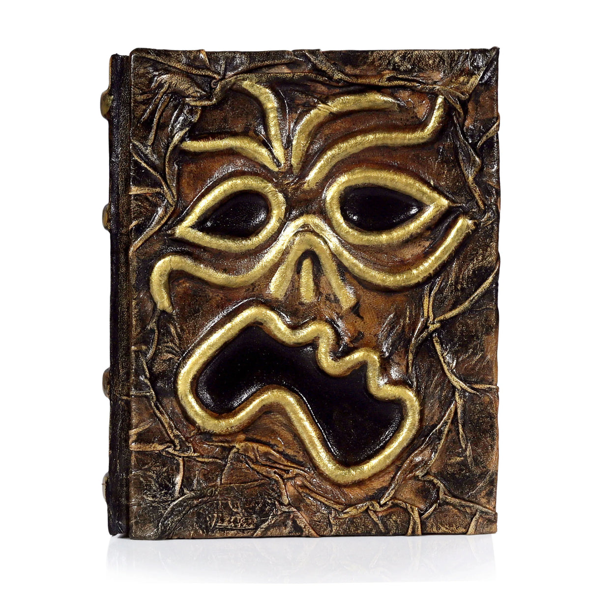 Spooky Leather Spellbook – The Cursed Face Edition