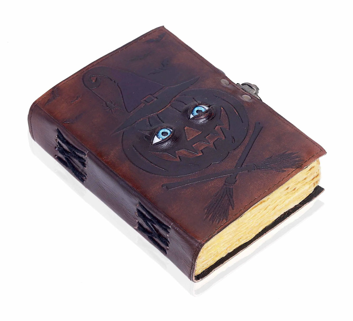 Buch der Zaubersprüche Lederjournal Büttenrandpapier Grimoire Gedrucktes Journal