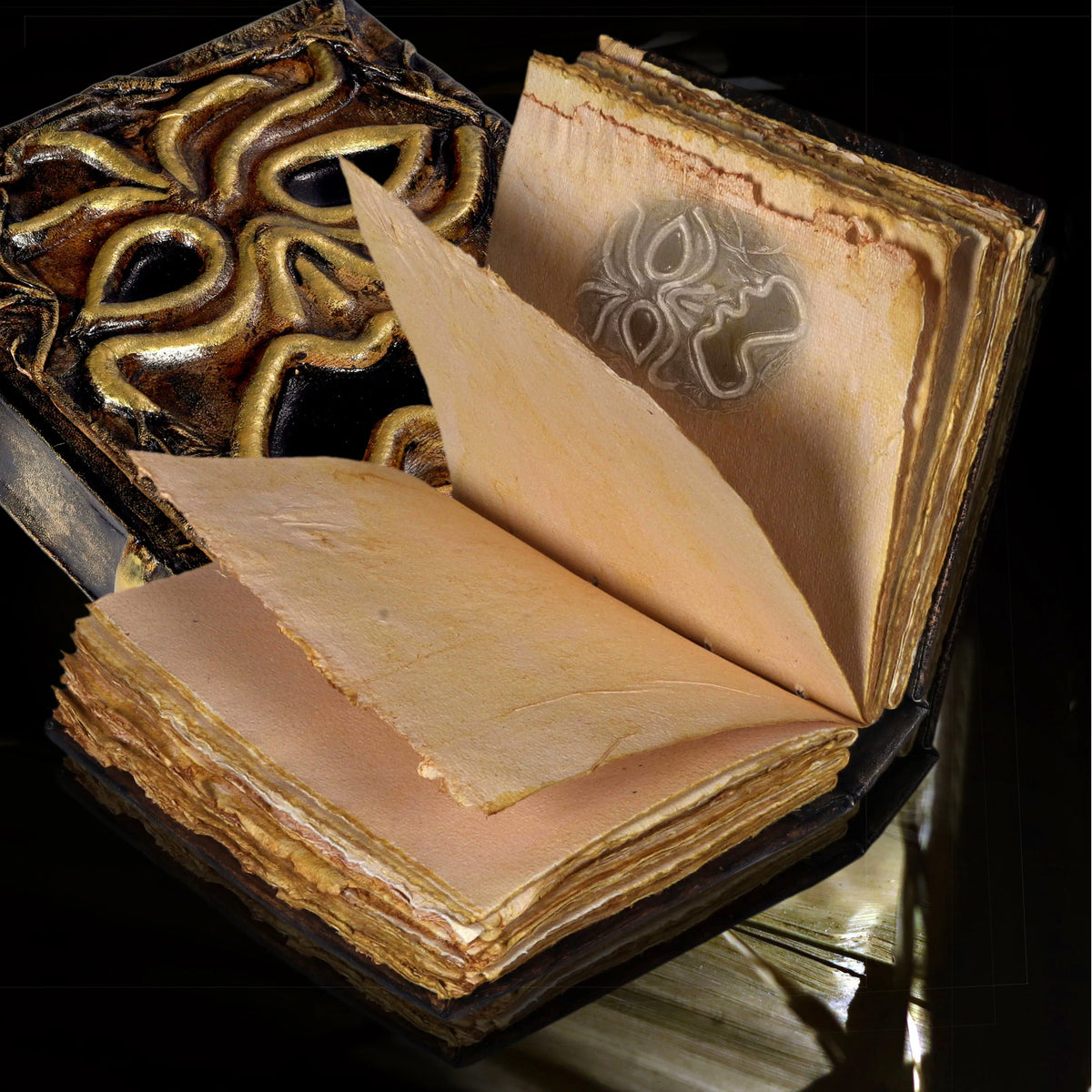 Spooky Leather Spellbook – The Cursed Face Edition