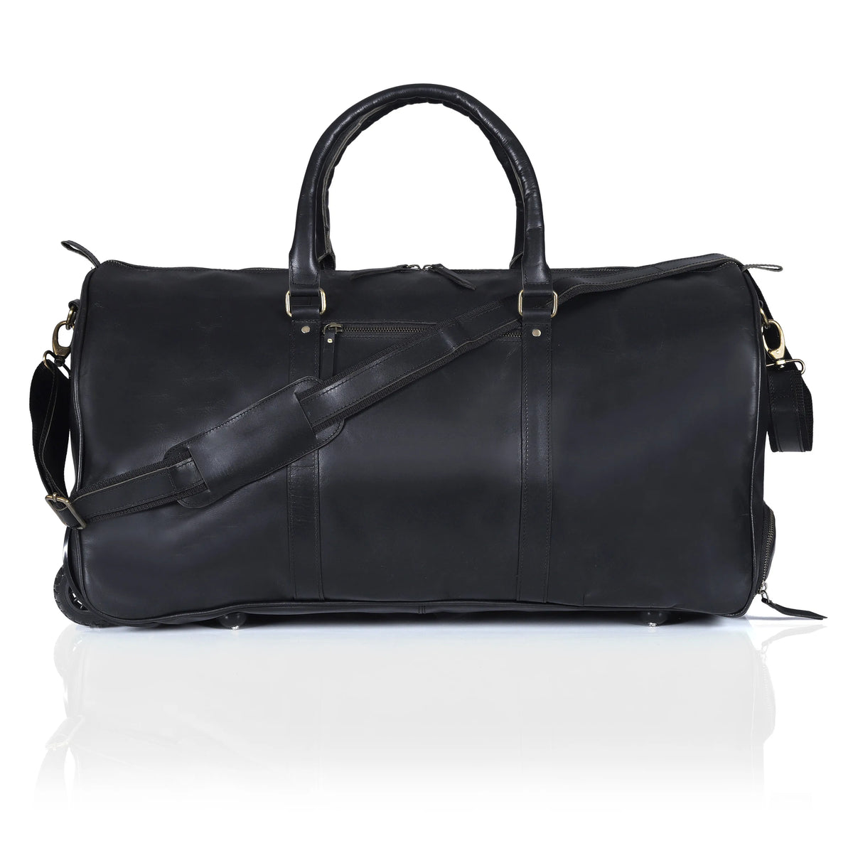 Premium Leather Trolley Duffle Bag