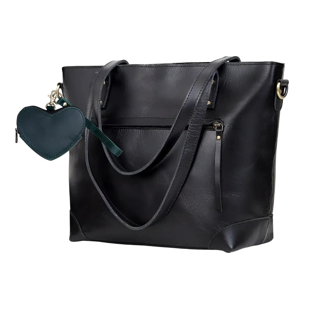 Marilyn Buffalo Leather Tote + Heart Wristlet