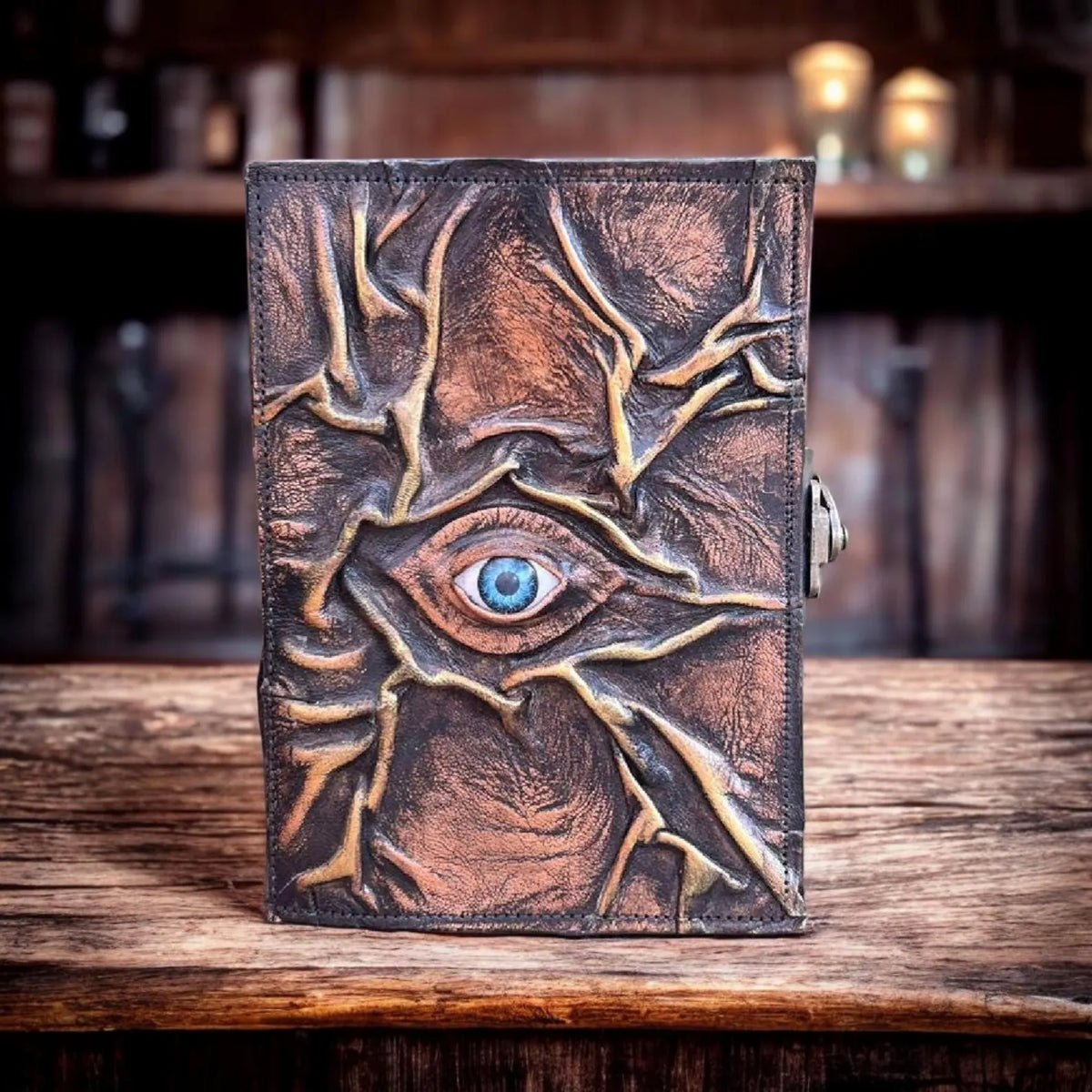 Evil Eye Leather Spell Book – Handmade Gothic Grimoire