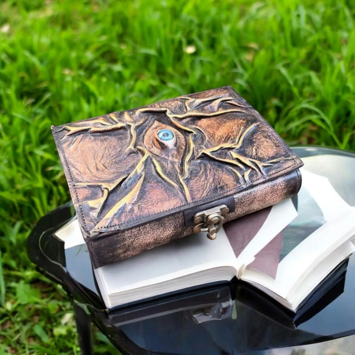 Evil Eye Leather Spell Book – Handmade Gothic Grimoire