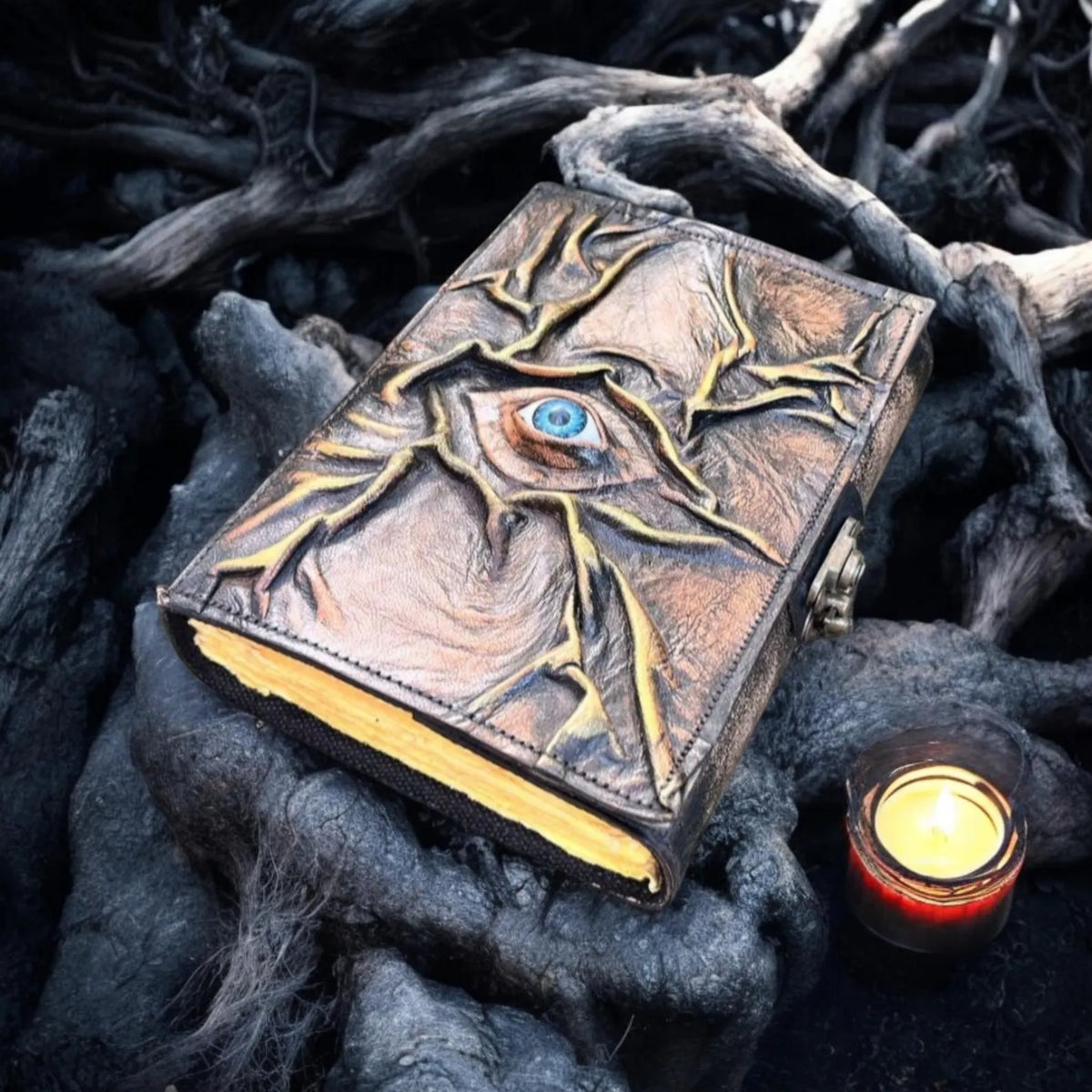 Evil Eye Leather Spell Book – Handmade Gothic Grimoire