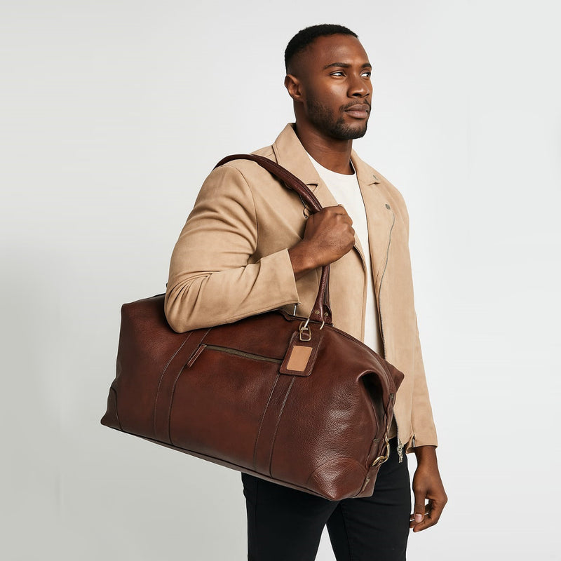 Wine Leather Duffle Bag