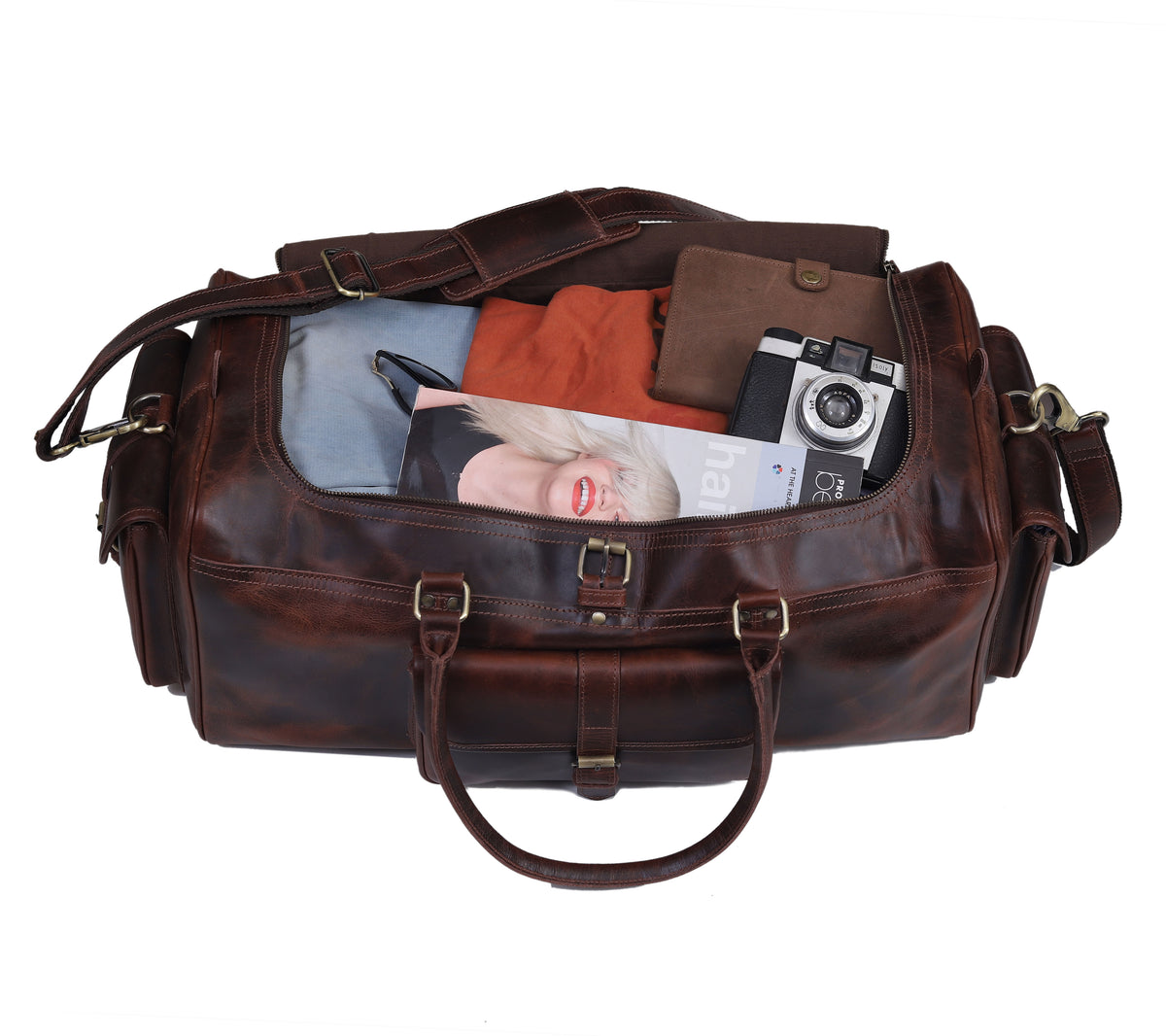 Lincoln Buffalo Leather Duffle Bag - denverleathercraft