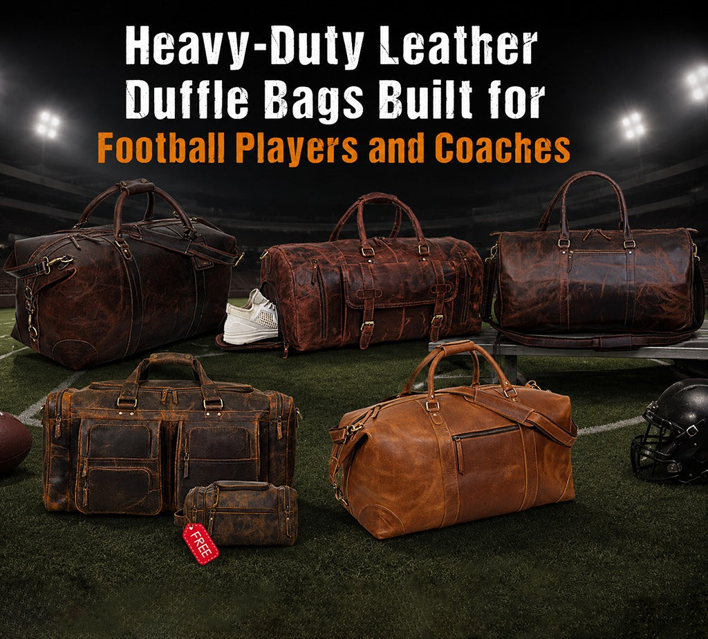 Heavy-Duty Leather Duffle Bags Built for Football Players and Coaches