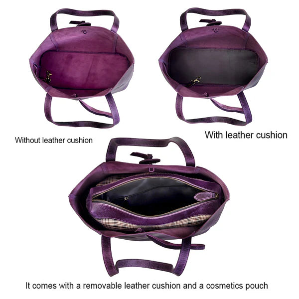 SEINNA LEATHER TOTE BAG - PURPLE