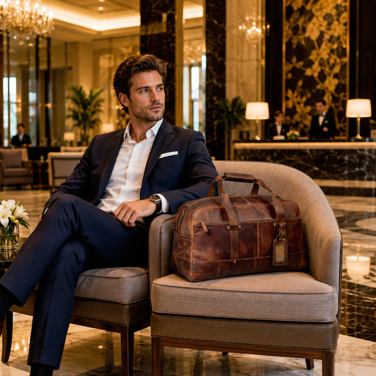 Leather Travel Duffel Bag