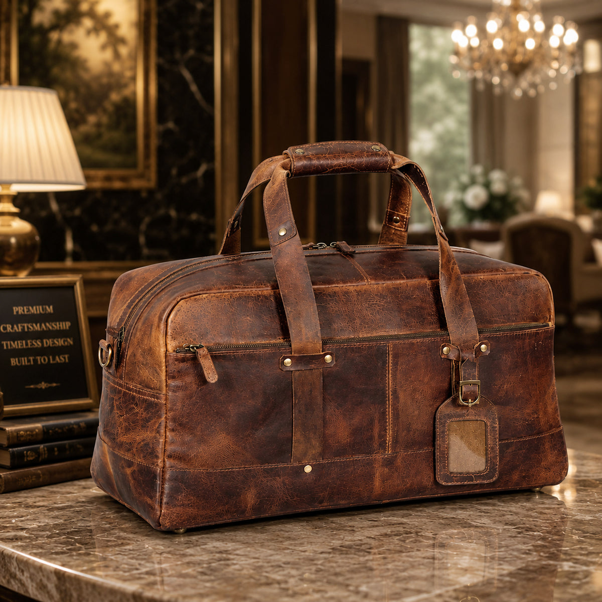 Leather Travel Duffel Bag