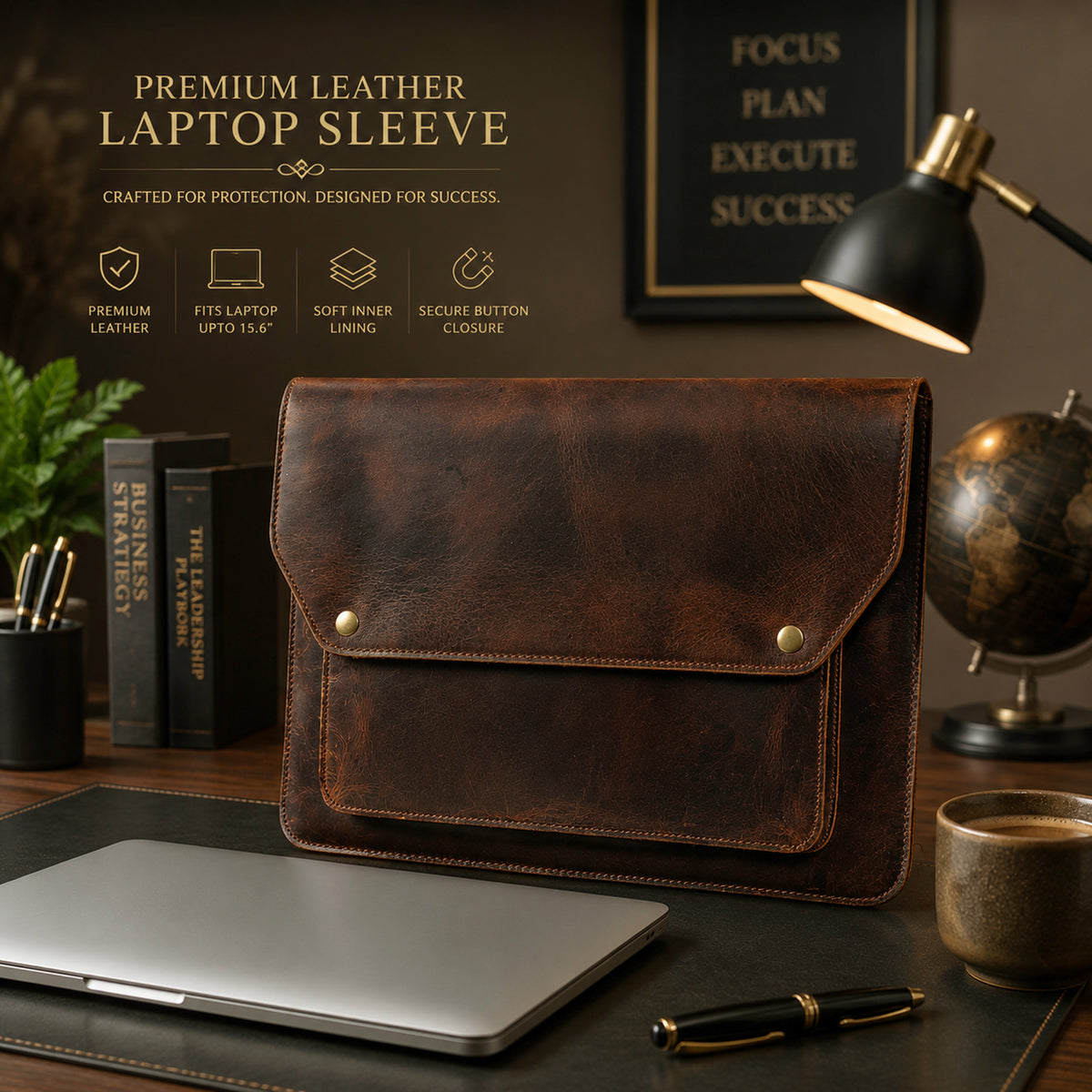 Leather laptop sleeve