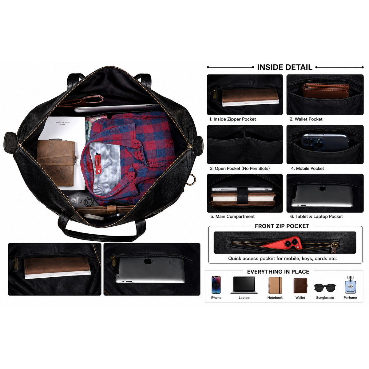 Executive Dutch Leather Duffel Bag Men - denverleathercraft