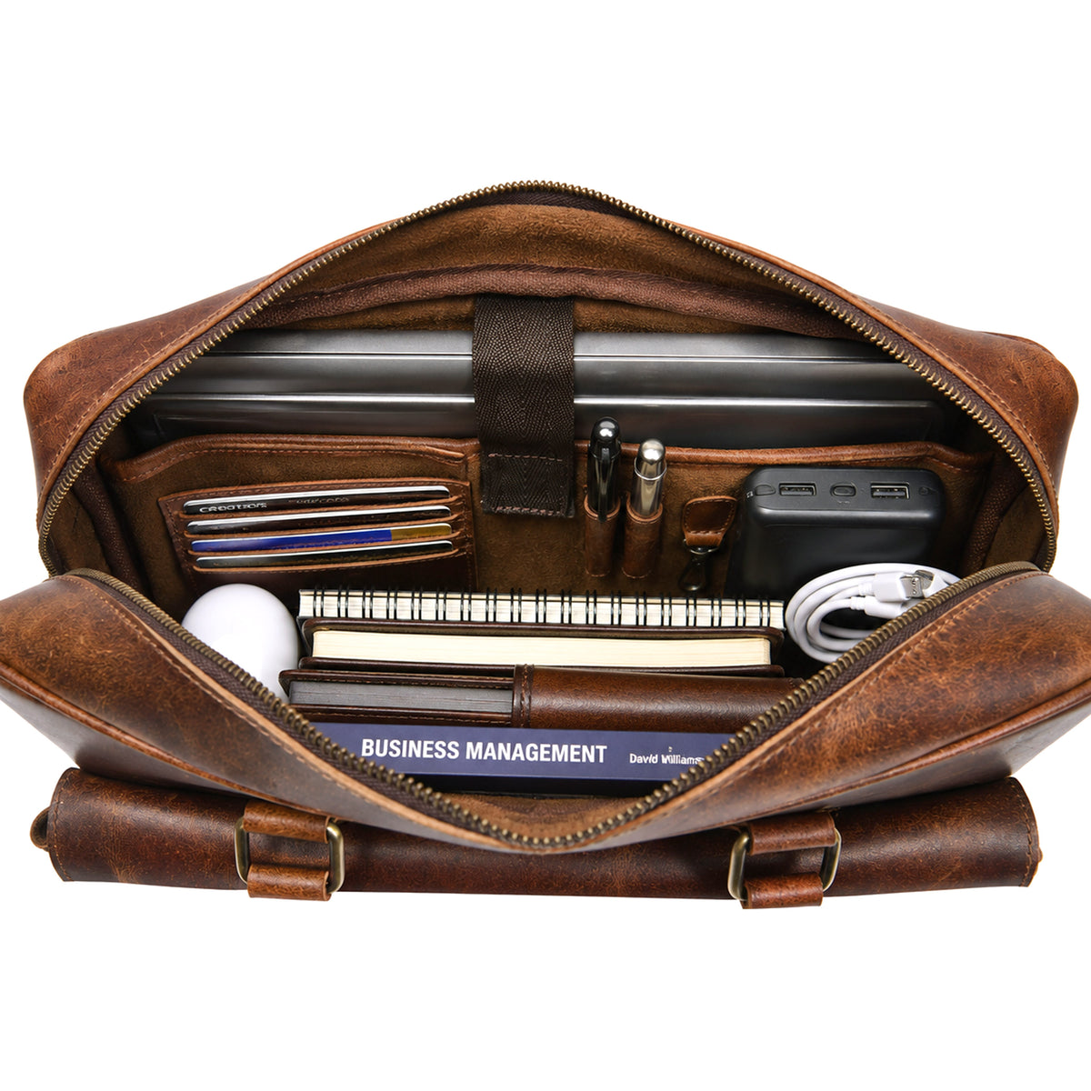 compass premium leather briefcase bag