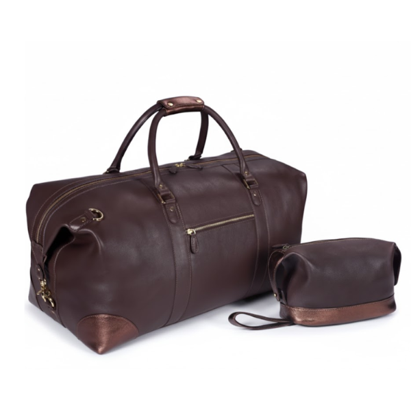 LUXE DUTCH LEATHER UNISEX DUFFEL BAG & TOILETRY BAG COMBO