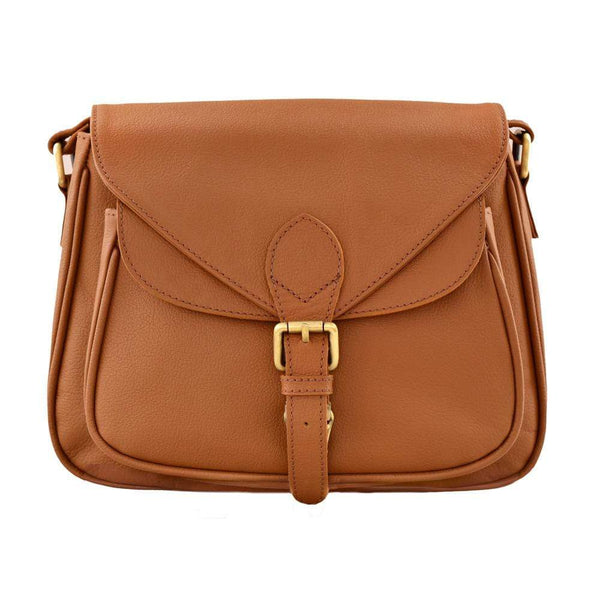 LITCHI LEATHER CROSSBODY BAG - TAN