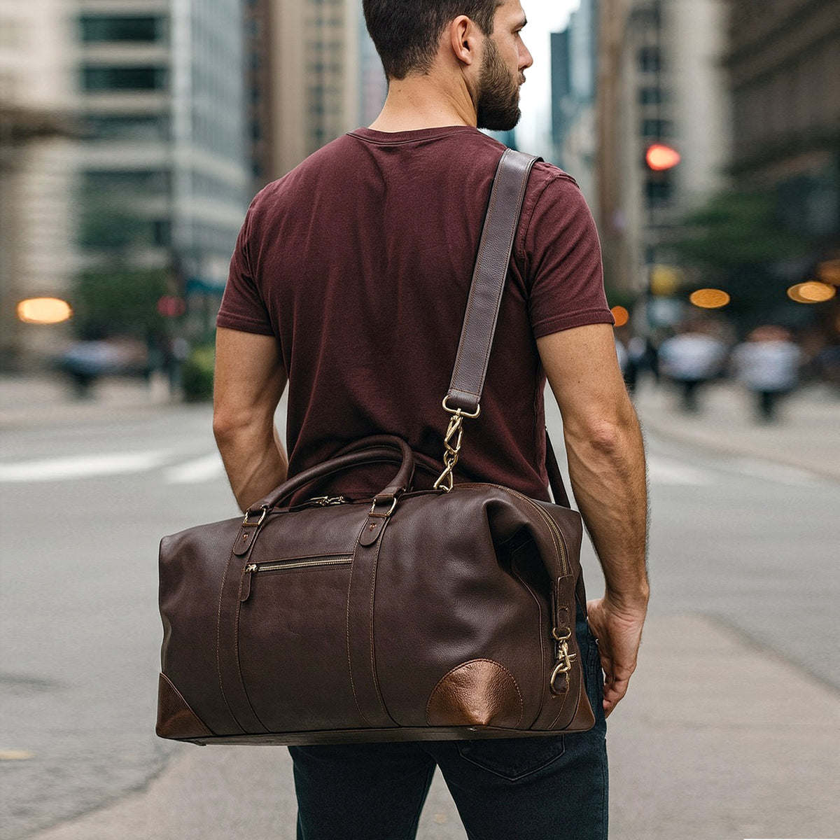 LUXE DUTCH LEATHER UNISEX DUFFEL BAG & TOILETRY BAG COMBO