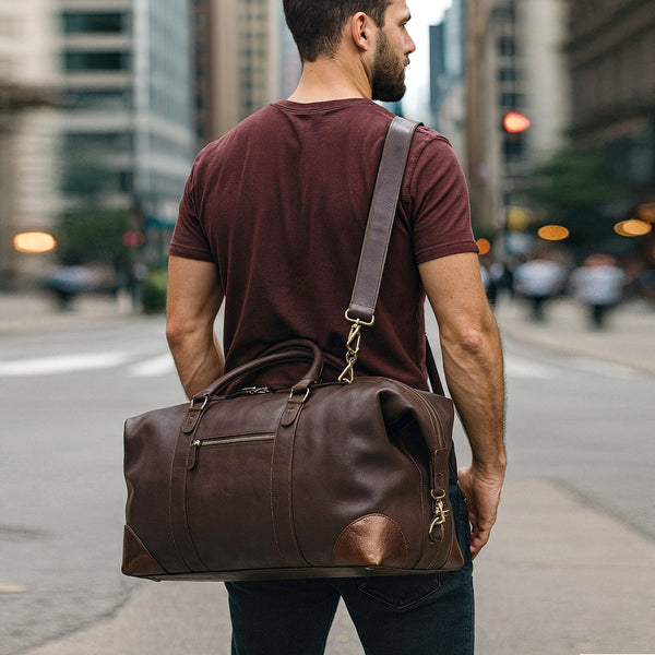 LUXE DUTCH LEATHER UNISEX DUFFEL BAG & TOILETRY BAG COMBO
