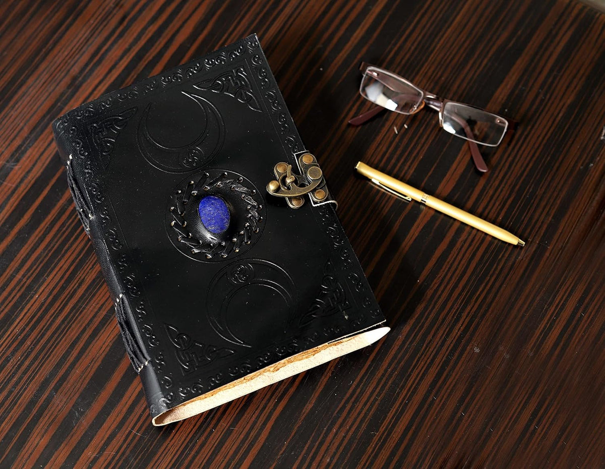 3 Moon Blue Lapiz Leather Journal