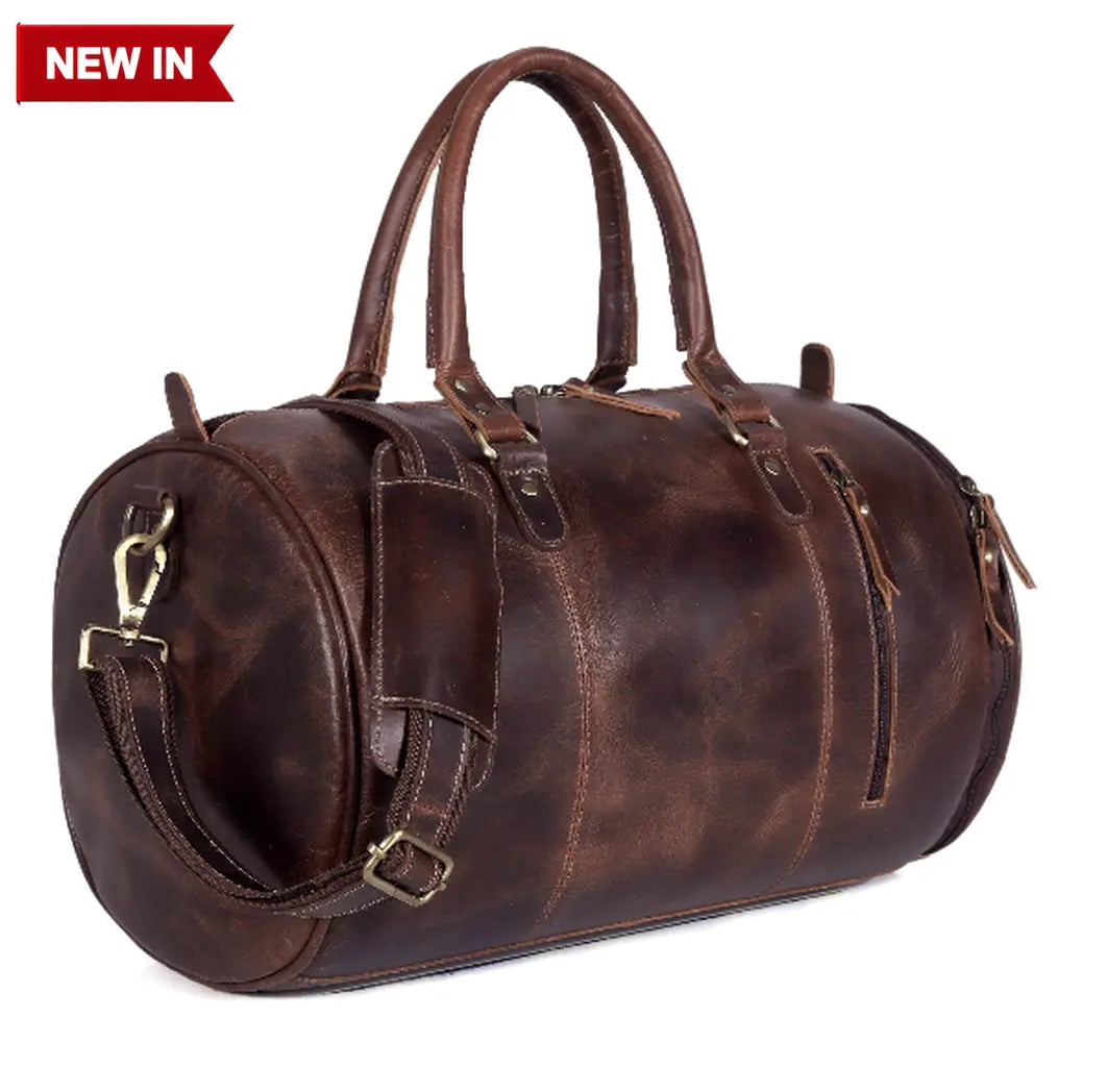 ARNOLD GYM LEATHER DUFFEL BAG