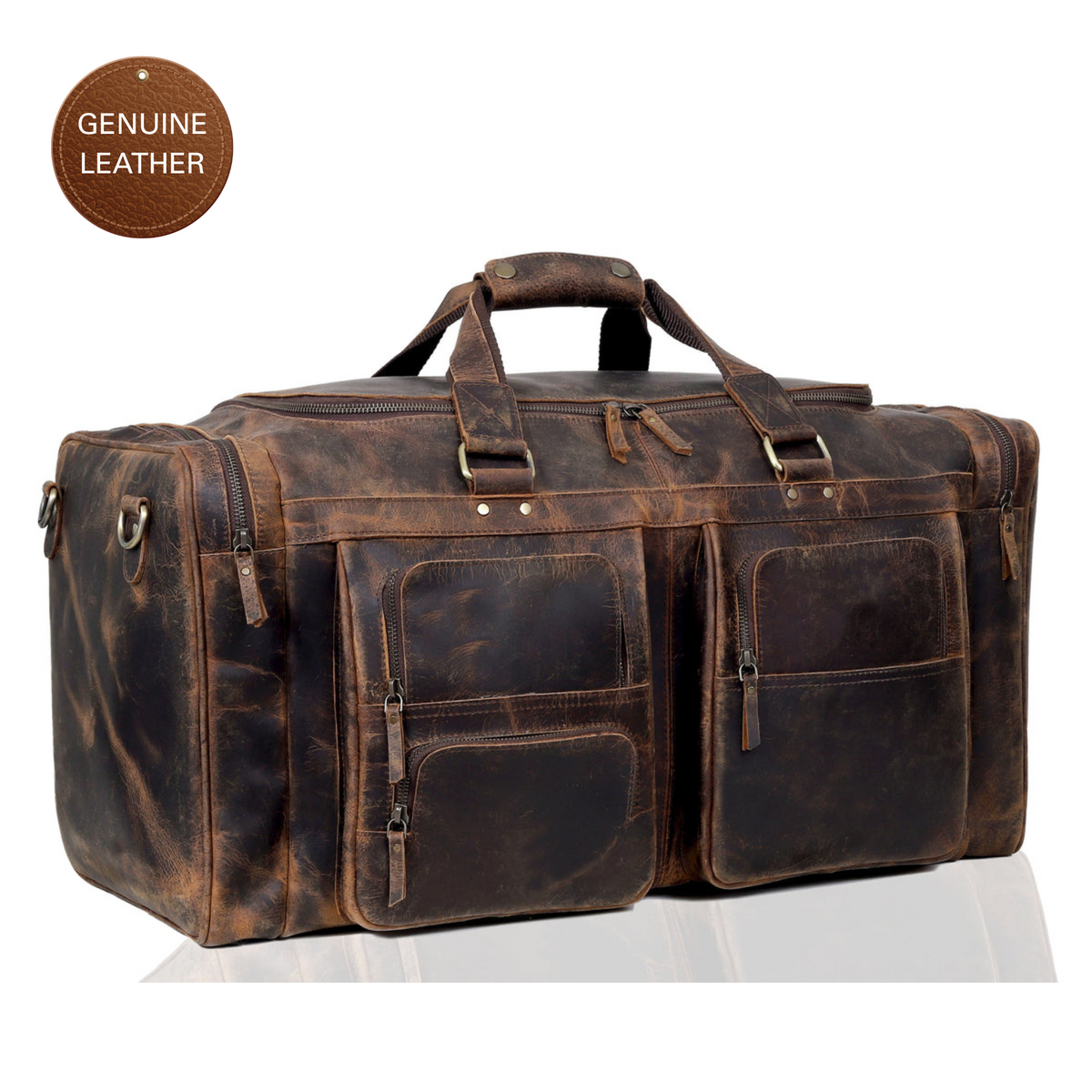 BUFFALO LEATHER DUFFEL WEEKENDER BAG